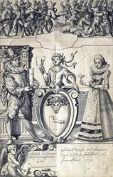 Carton pour le boucher de Francfort Philipp Mohr et son épouse Catherine